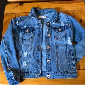 Girls distressed denim jacket